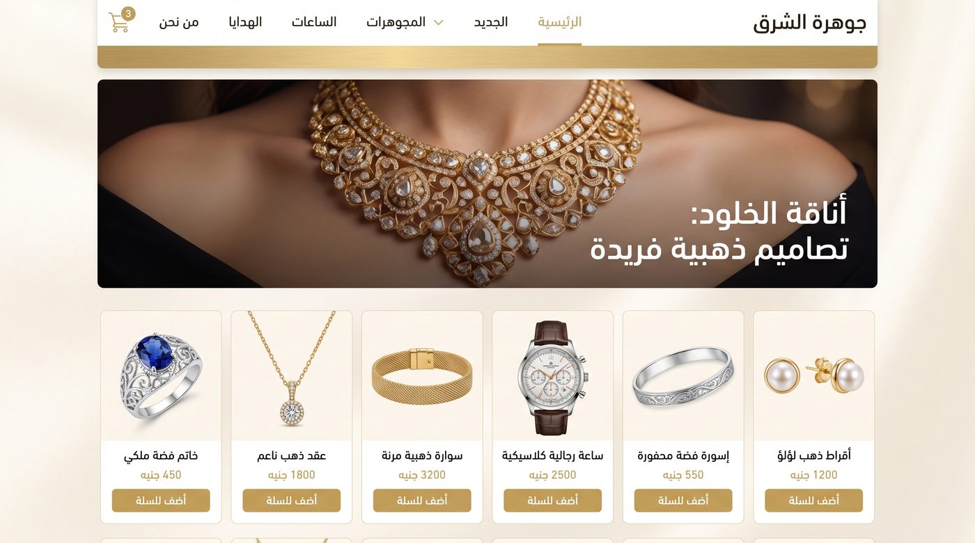 عينة متجر إلكتروني من الداخل — منتجات حقيقية بصور وأسعار